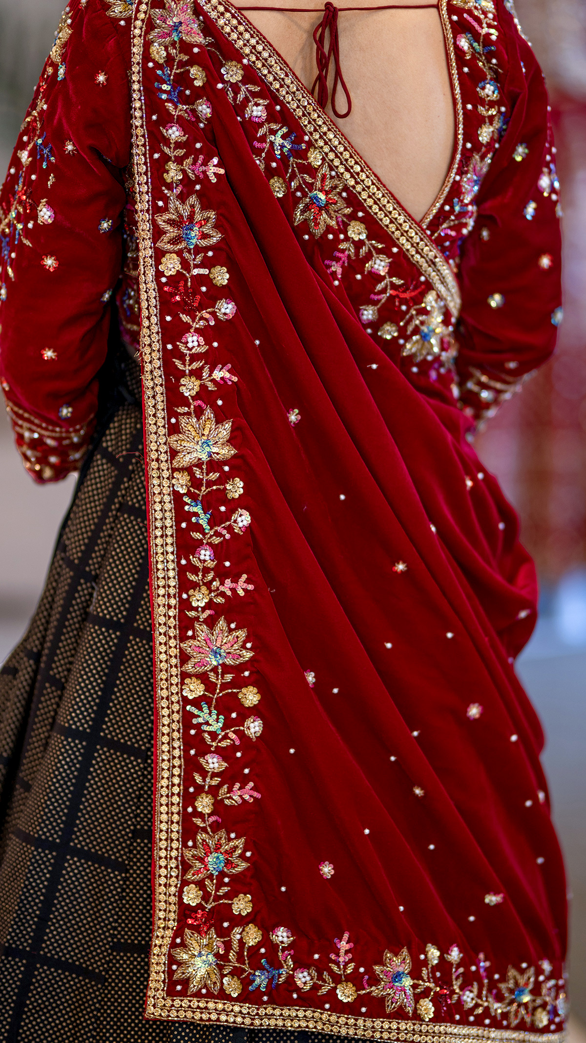 Heavy Embroidered Magar Cultural Dress Set Hand Embroidered Blouse with Cotton Lehenga, Including Matching Ghalek (5)