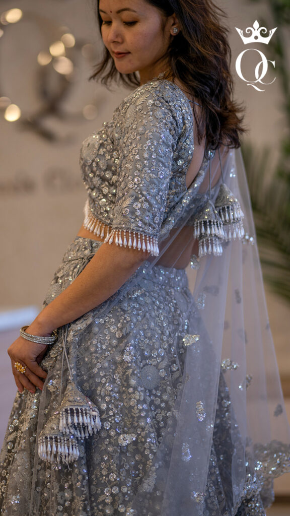 Net Grey Lehenga Set main image 1